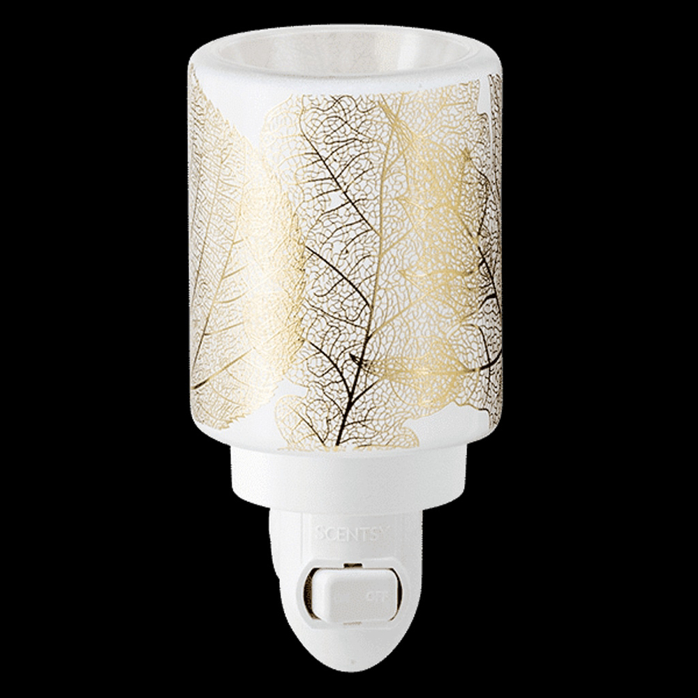 Scentsy Gilded Leaves Plug-In Warmer One Size White Gold NIB Sold Out - Picture 4 of 10